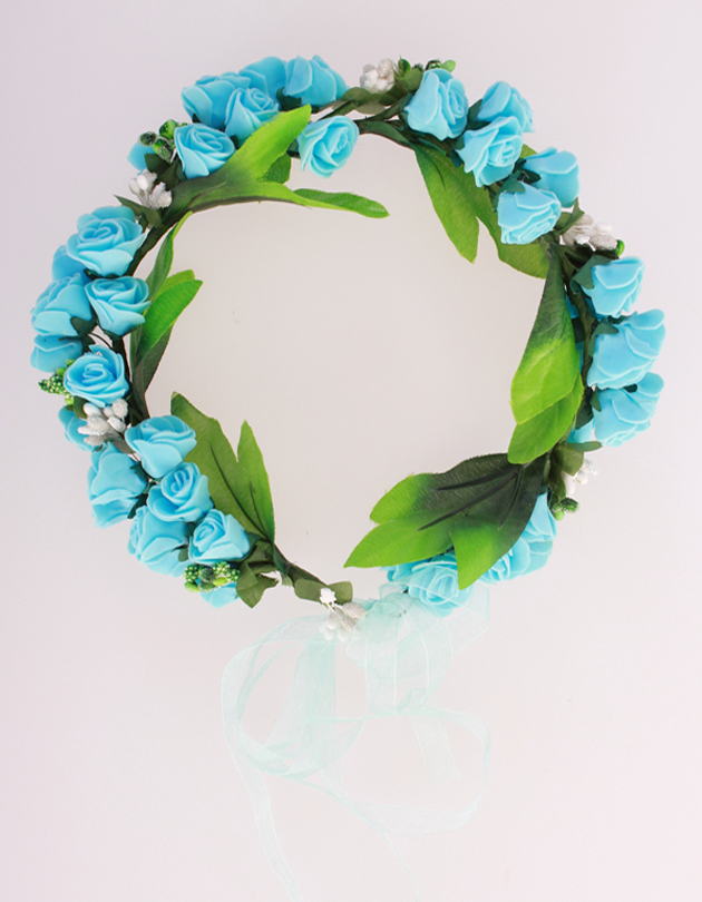 Rochelle Floral Crown in Baby Blue